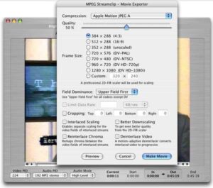 mpeg streamclip export video setting frame rate